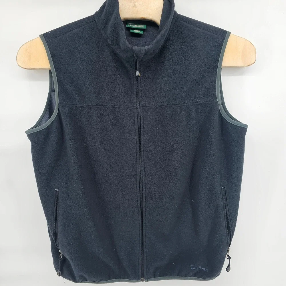 L.L. Bean Fleece Vest Mens XL Black Polartec Full Zip Sleeveless Jacket